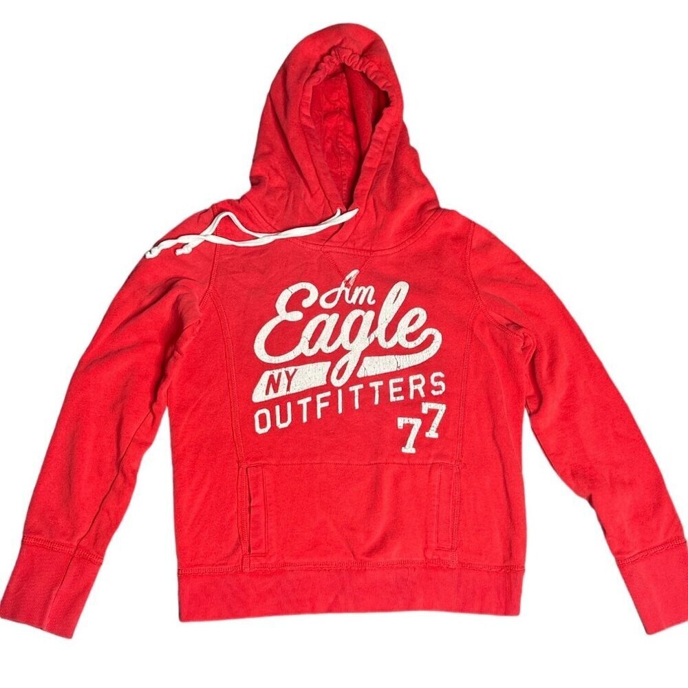 American Eagle Outfitters Red Hoodie M/M - Am Eagle NY Outfitters 77 Cozy Warm